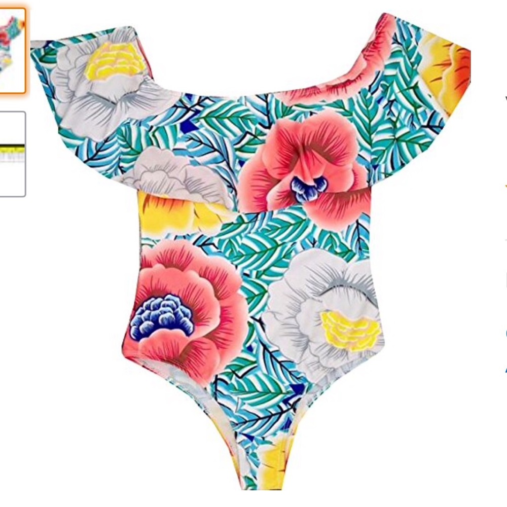 NTOT Off the shoulder floral swimsuit with ruffle